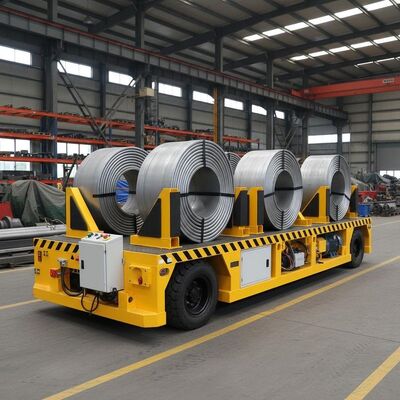 10 Ton Battery Powered Motorized Transfer Trolley for Steel Pipe Movement - Industrial Rail Transfer Cart
